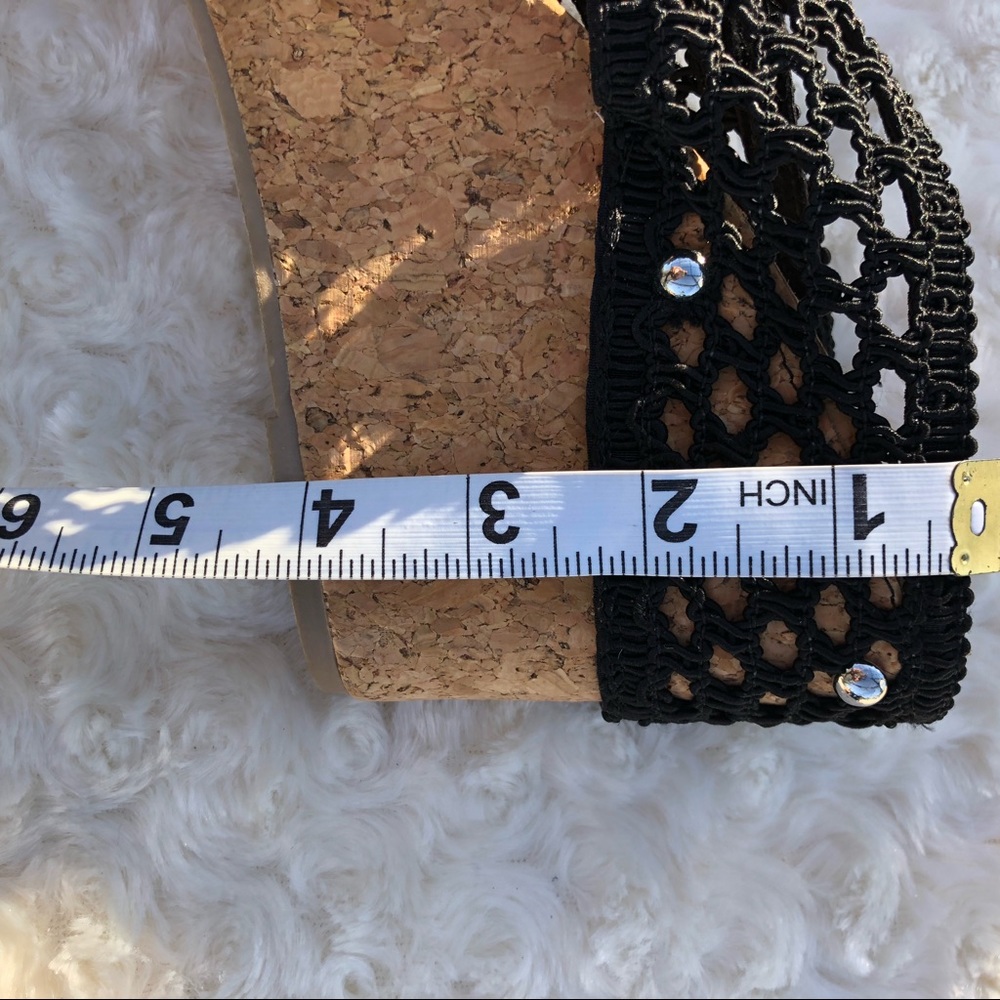 Versona | Stretchy Crochet Black Platform Wedges - Picture 7 of 7